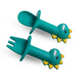 Baby Feeding Spoon & Fork Set — Soft Silicone Dinosaur Design