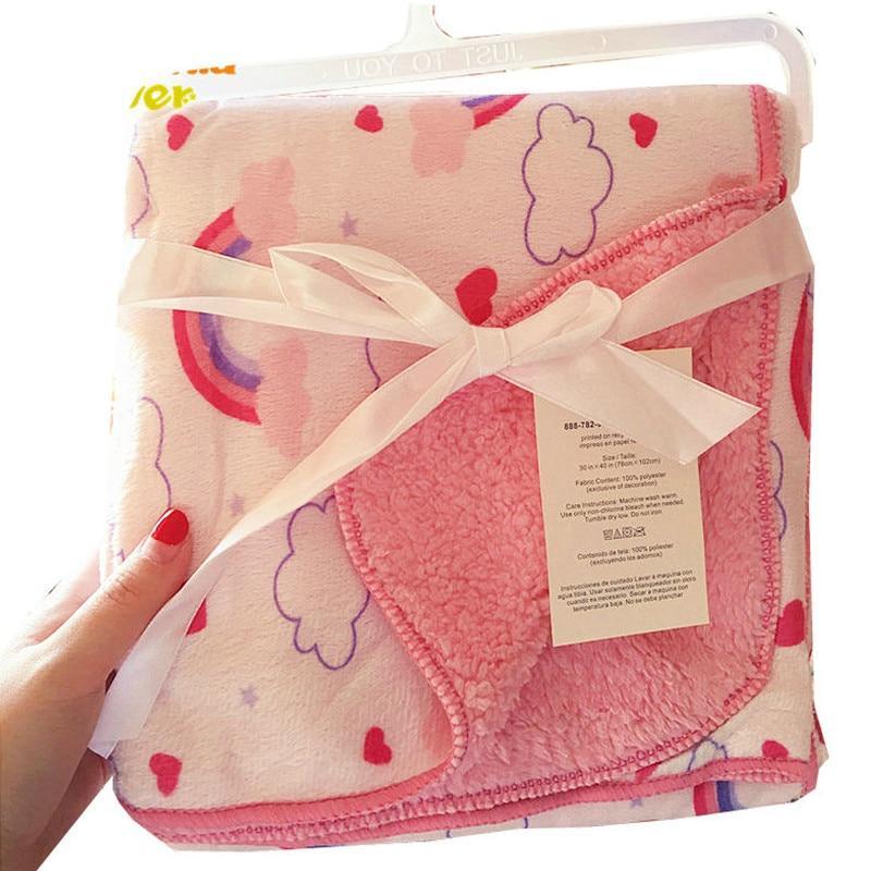 Baby Swaddle Blanket — Coral Fleece Owl Print