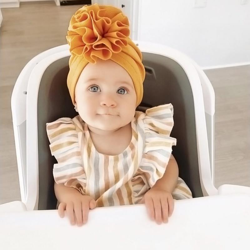 Baby Girl Flower Turban Hat — Newborn Cap Bonnet