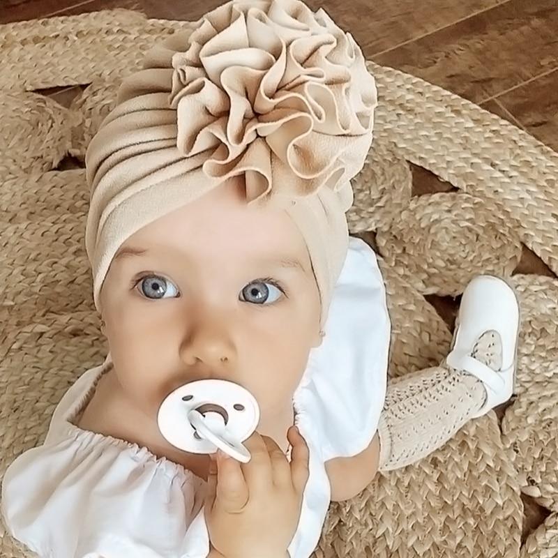 Baby Girl Flower Turban Hat — Newborn Cap Bonnet