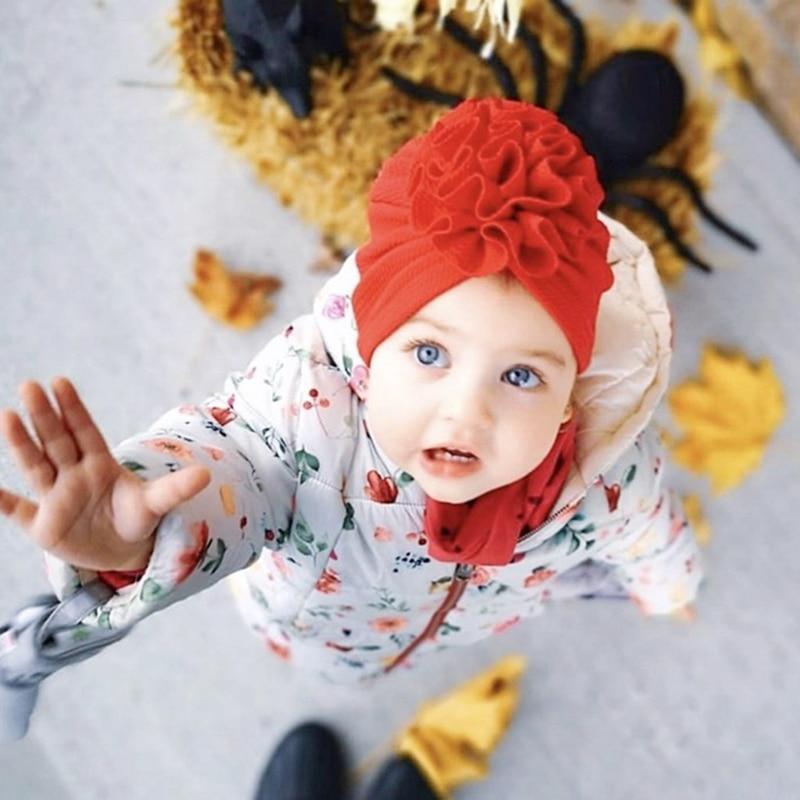 Baby Girl Flower Turban Hat — Newborn Cap Bonnet
