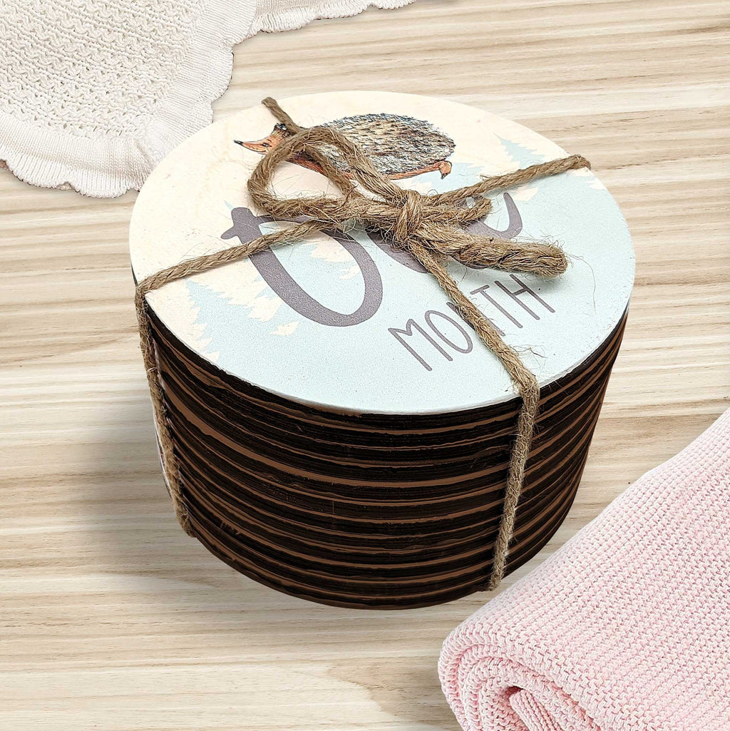 Baby Monthly Milestone Cards — Wooden First Year Photo Props