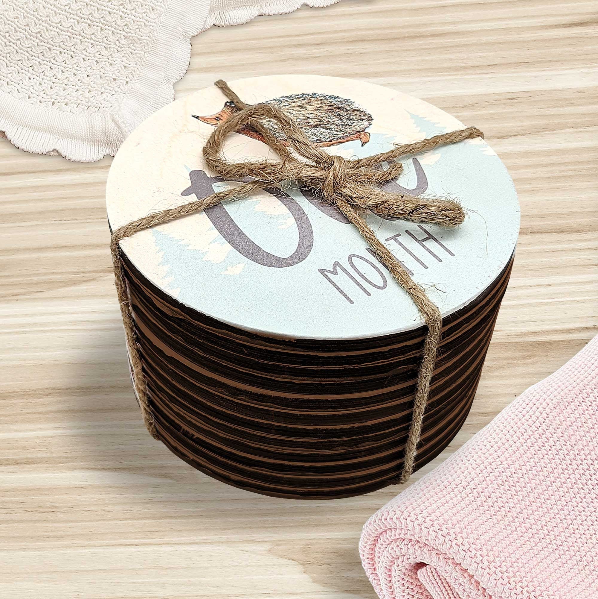 Baby Monthly Milestone Cards — Wooden First Year Photo Props